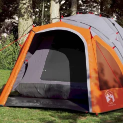 vidaXL Tienda de campaña iglú 3 personas apertura rápida gris/naranja Gris y naranja Outlet