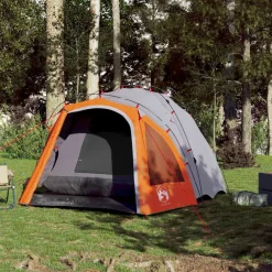 vidaXL Tienda de campaña iglú 3 personas apertura rápida gris/naranja Gris y naranja Outlet