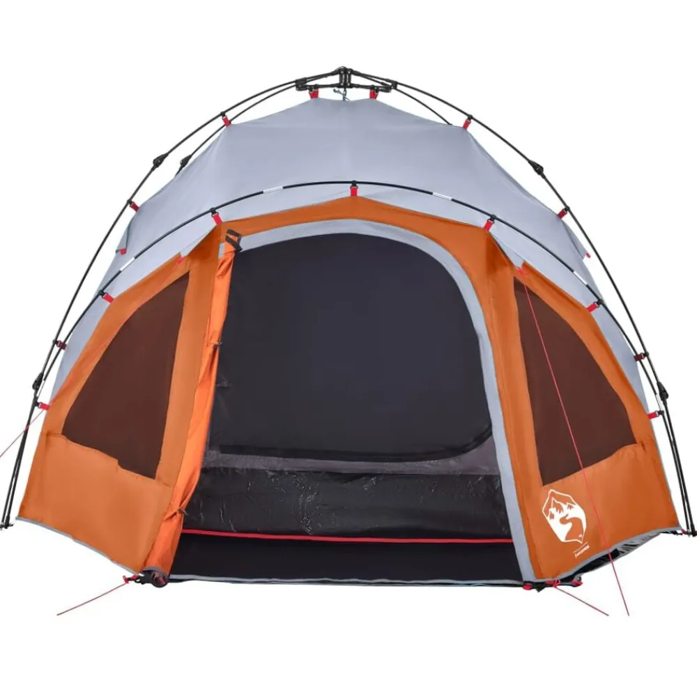 vidaXL Tienda de campaña iglú 3 personas apertura rápida gris/naranja Gris y naranja Outlet