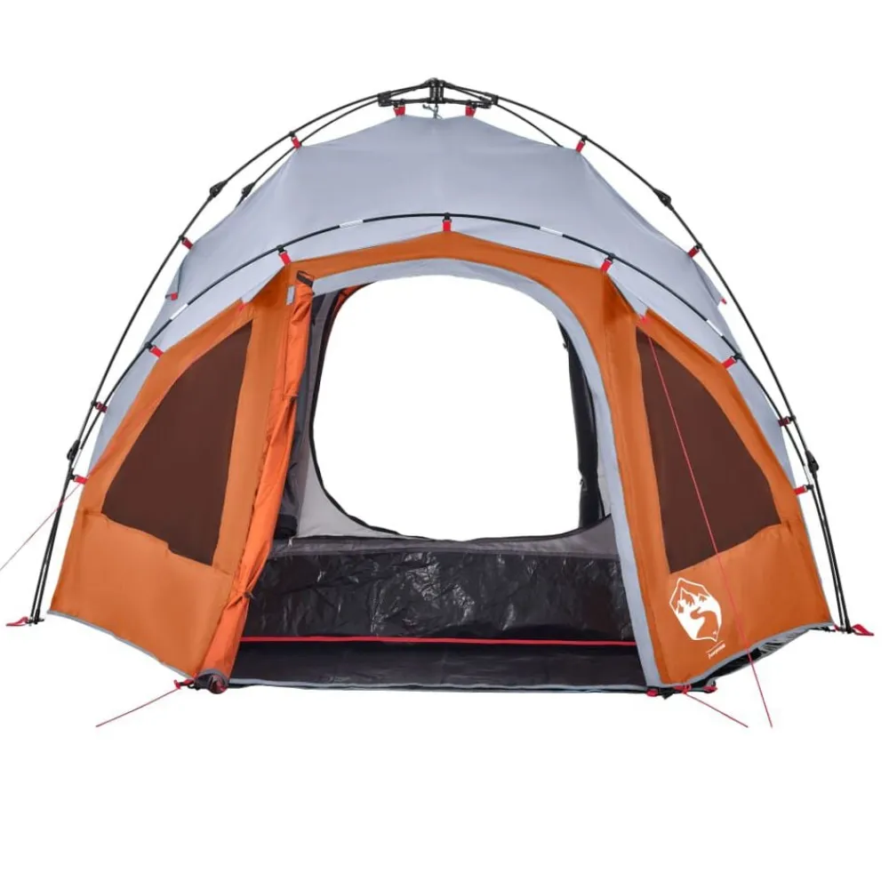 vidaXL Tienda de campaña iglú 3 personas apertura rápida gris/naranja Gris y naranja Outlet
