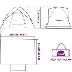 vidaXL Actividades Al Aire Libre-Tienda de campaña iglú 2 personas tela opaca impermeable blanco
