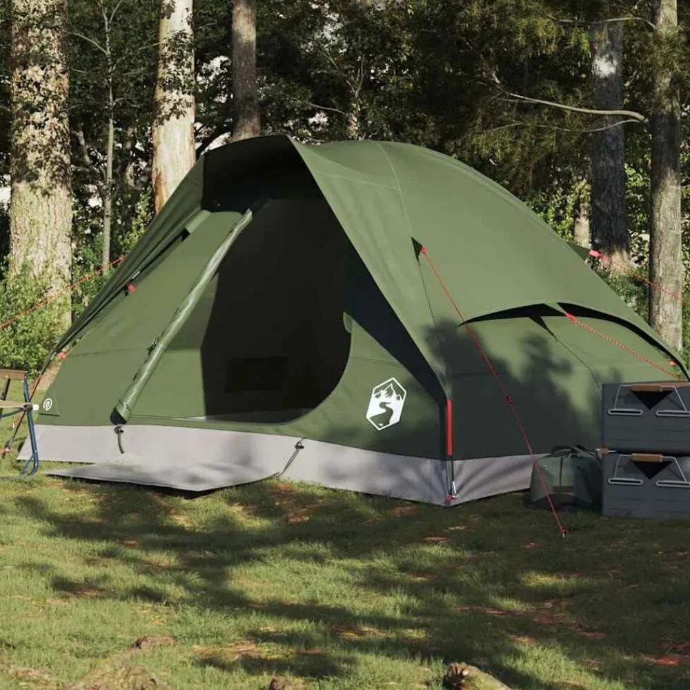 vidaXL Tienda de campaña iglú para 2 personas impermeable Verde oliva Discount