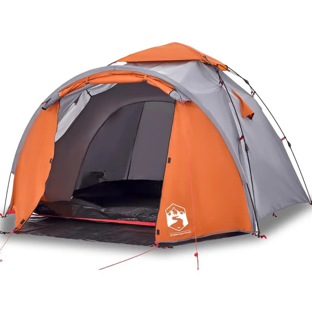vidaXL Tienda de campaña iglú 3 personas apertura rápida gris/naranja Gris y naranja Discount