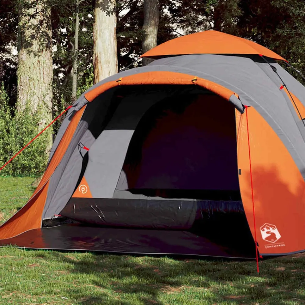 vidaXL Tienda de campaña iglú 3 personas apertura rápida gris/naranja Gris y naranja Discount