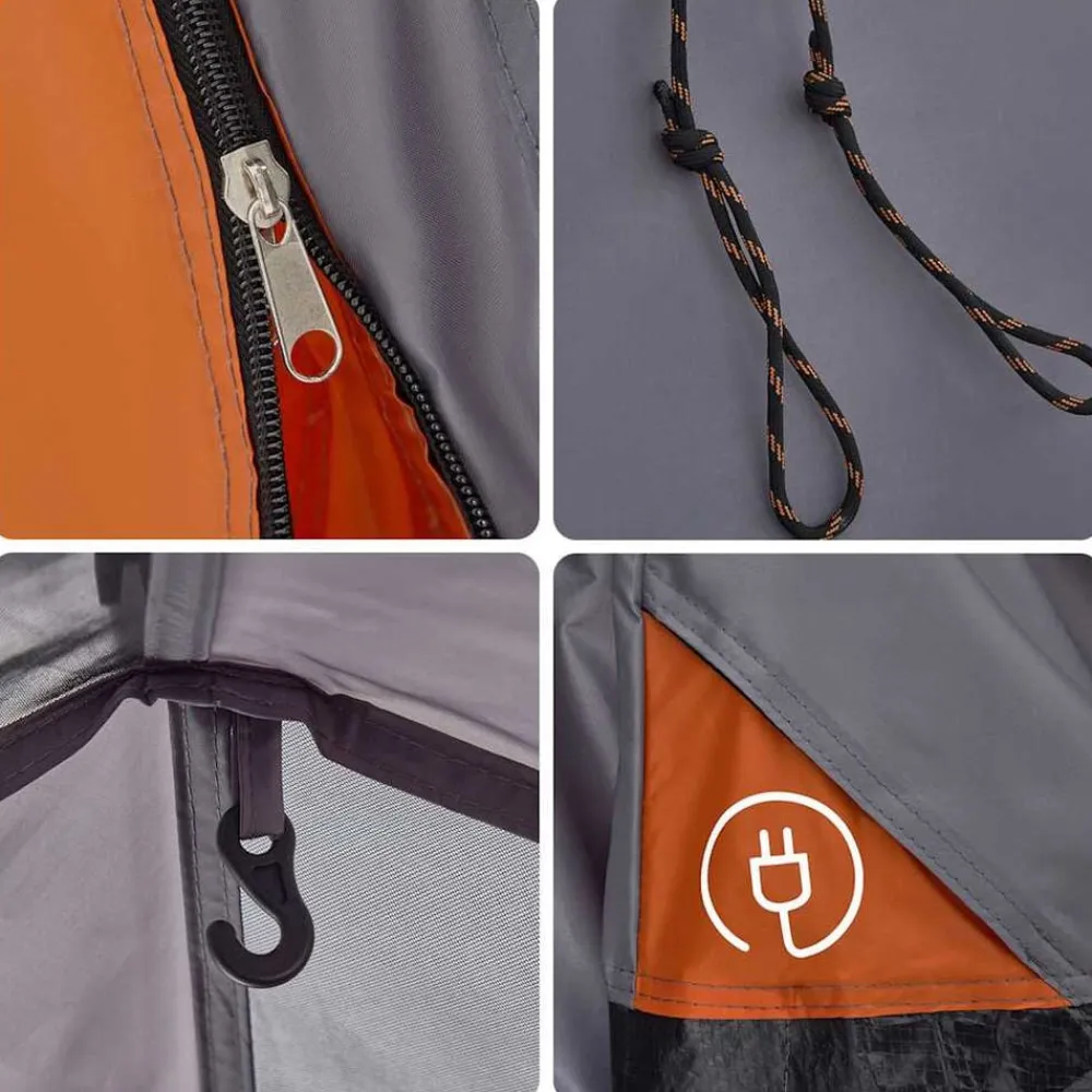 vidaXL Tienda de campaña iglú 3 personas apertura rápida gris/naranja Gris y naranja Discount