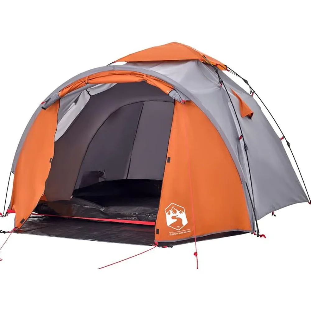 vidaXL Tienda de campaña iglú 3 personas apertura rápida gris/naranja Gris y naranja Discount