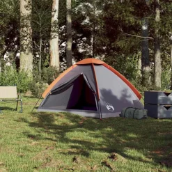 vidaXL Tienda de campaña iglú para 2 personas impermeable gris naranja Gris y naranja Best