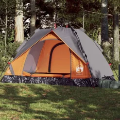vidaXL Tienda de campaña iglú 2 personas apertura rápida gris/naranja Gris y naranja Hot