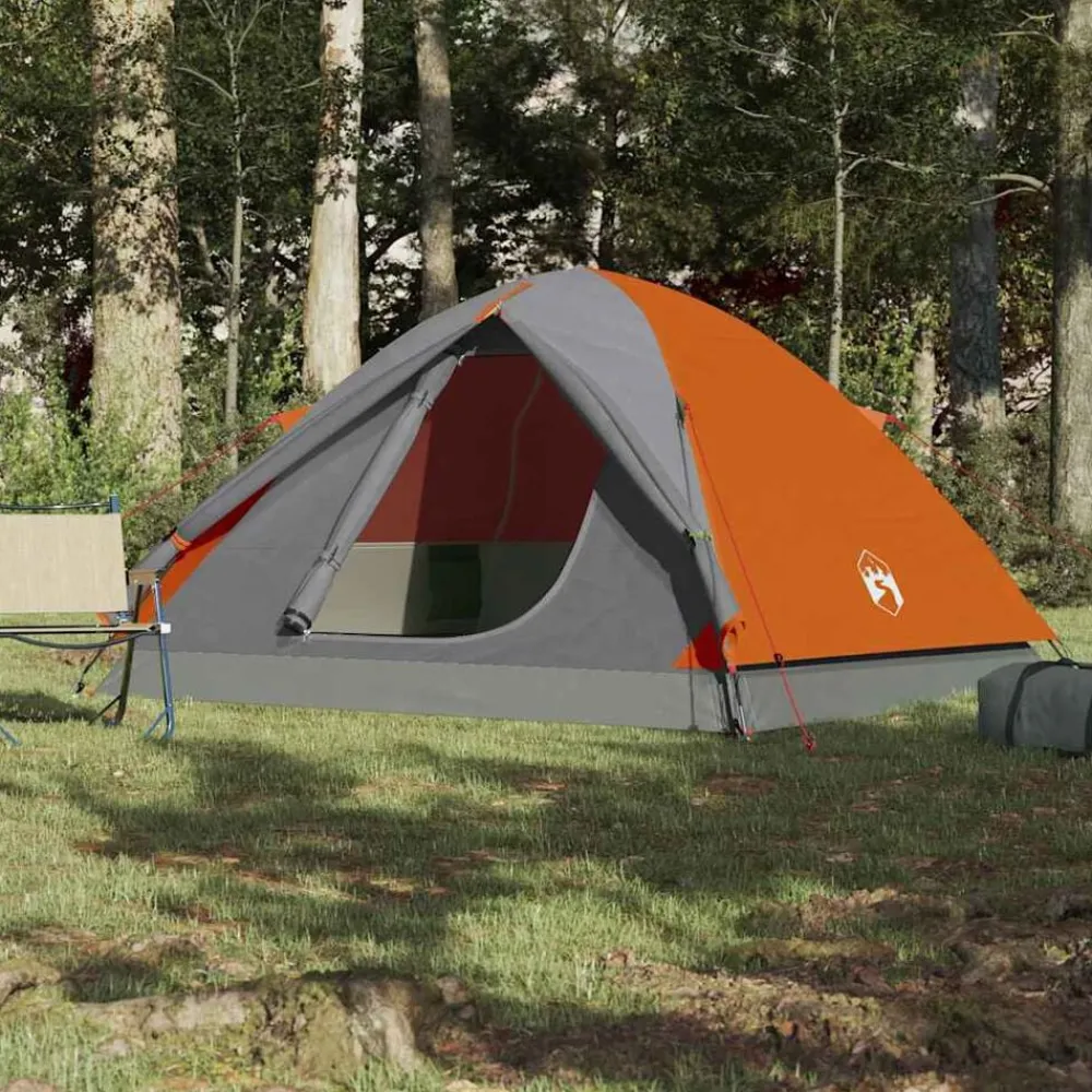 vidaXL Tienda de campaña iglú para 3 personas impermeable naranja Gris y naranja New