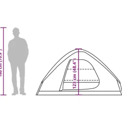 vidaXL Actividades Al Aire Libre-Tienda de campaña iglú para 2 personas impermeable marrón