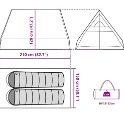 vidaXL Actividades Al Aire Libre-Tienda de campaña marco en A para 2 personas impermeable