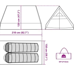 vidaXL Actividades Al Aire Libre-Tienda de campaña marco en A para 2 personas impermeable