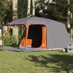 vidaXL Actividades Al Aire Libre-Tienda de campaña on porche 5 personas impermeable gris naranja