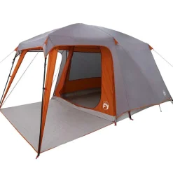 vidaXL Actividades Al Aire Libre-Tienda de campaña on porche 5 personas impermeable gris naranja