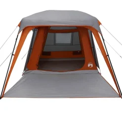 vidaXL Actividades Al Aire Libre-Tienda de campaña on porche 5 personas impermeable gris naranja