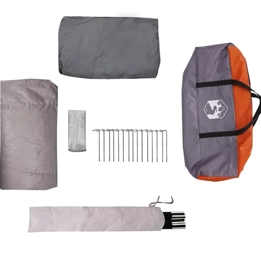 vidaXL Tienda de campaña para 4 personas con techo Gris y naranja Sale