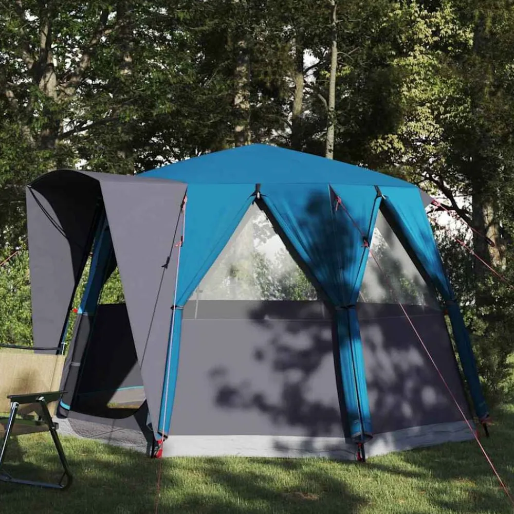 vidaXL Actividades Al Aire Libre-Tienda de campaña para 3 personas con techo y gris