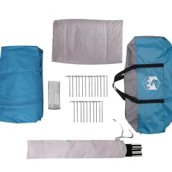 vidaXL Actividades Al Aire Libre-Tienda de campaña para 3 personas con techo y gris