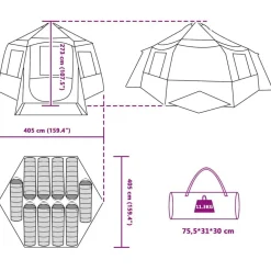 vidaXL Tienda de campaña para 12 personas con techo Gris y naranja Sale