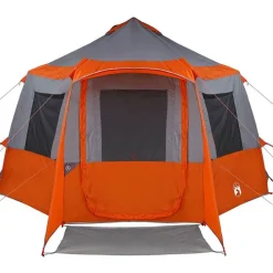 vidaXL Tienda de campaña para 12 personas con techo Gris y naranja Sale