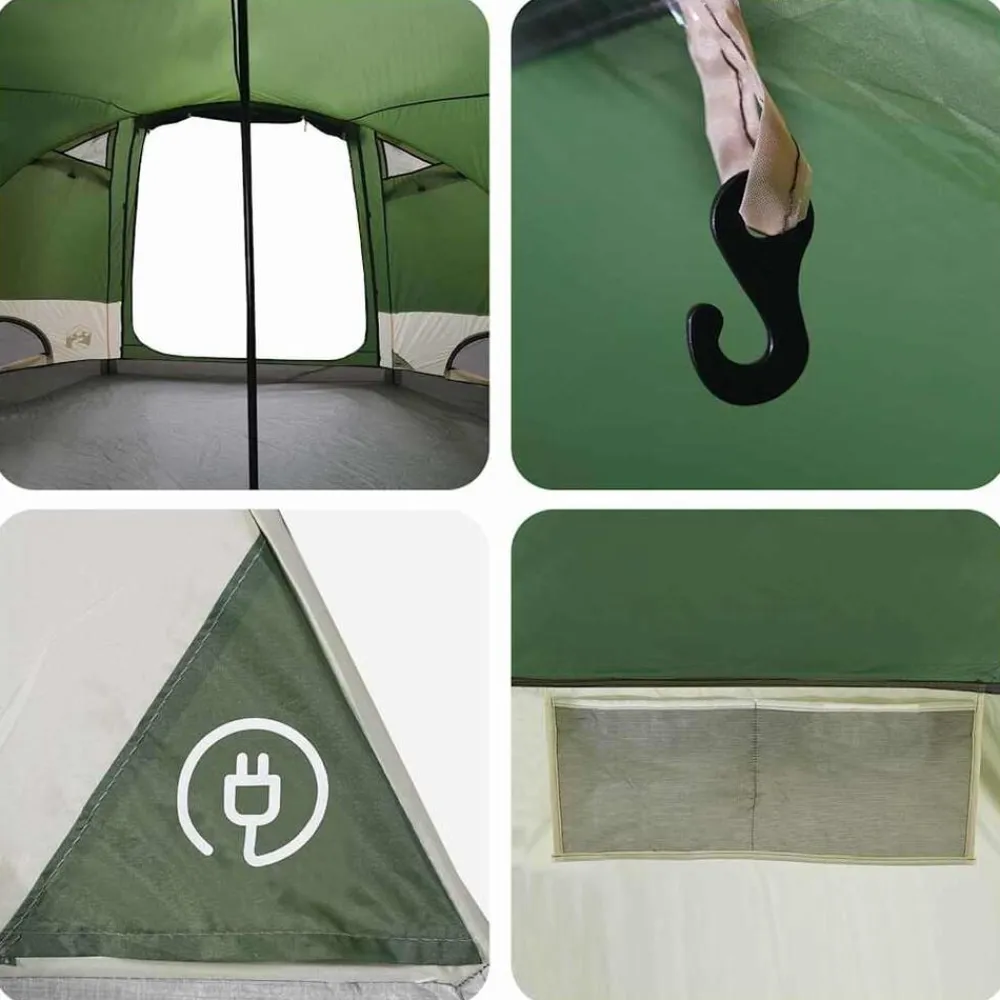 vidaXL Tienda de campaña para 4 personas 505 x 450 x 248 cm Verde Outlet