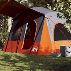 vidaXL Tienda de campaña para 5 personas impermeable Gris y naranja Clearance