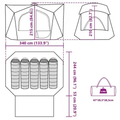 vidaXL Tienda de campaña para 5 personas impermeable Gris y naranja Clearance