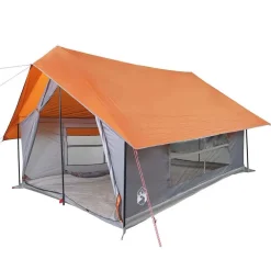 vidaXL Tienda de campaña para 5 personas impermeable Gris y naranja Discount
