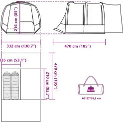 vidaXL Actividades Al Aire Libre-Tienda de campaña para coche para 2 personas impermeable