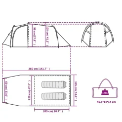 vidaXL Tienda de campaña túnel para 2 personas impermeable Verde Outlet