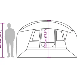 vidaXL Tienda de campaña túnel para 5 personas impermeable Verde Clearance