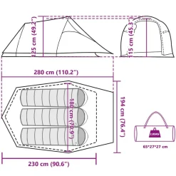 vidaXL Actividades Al Aire Libre-Tienda de campaña túnel para 3 personas impermeable marrón
