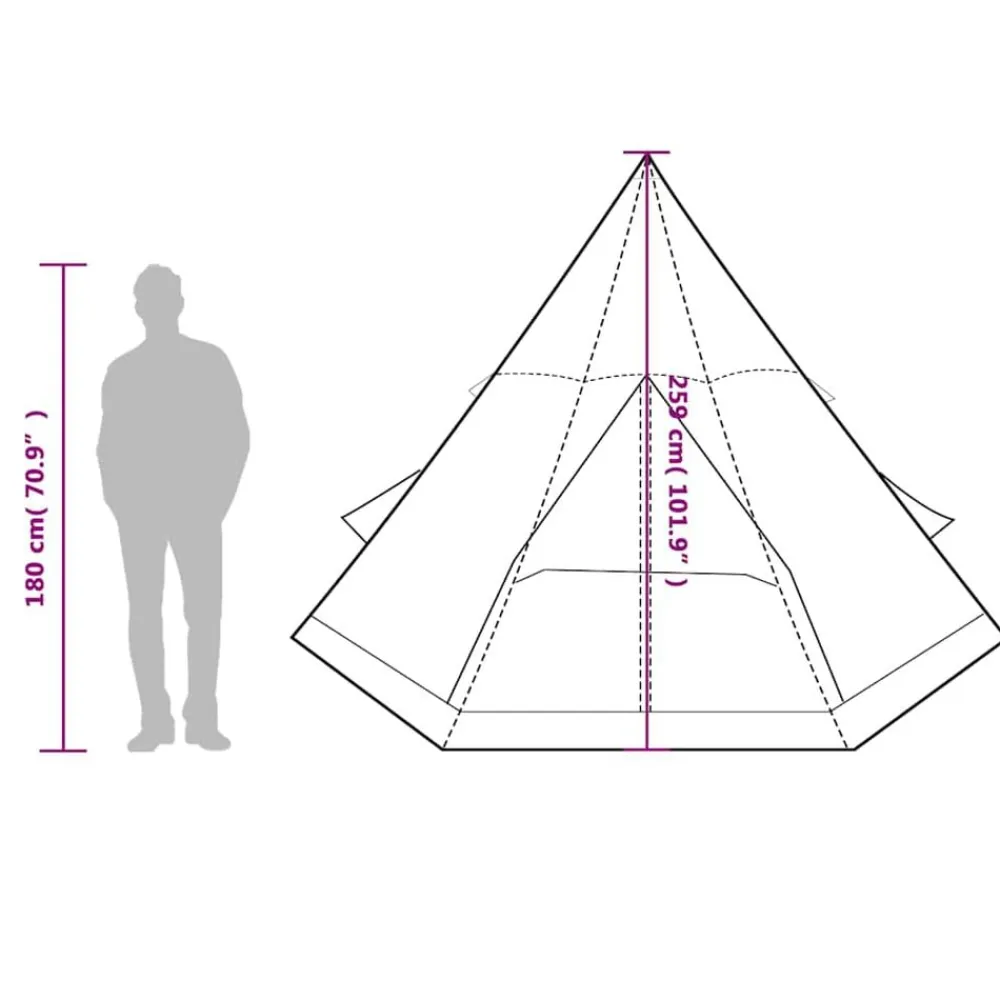 vidaXL Actividades Al Aire Libre-Tienda de campaña tipi para 4 personas impermeable