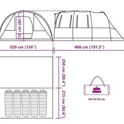 vidaXL Tienda de campaña túnel para 5 personas impermeable Verde Outlet