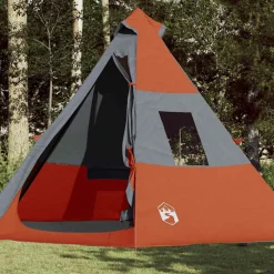 vidaXL Actividades Al Aire Libre-Tienda de campaña tipi para 7 personas impermeable naranja