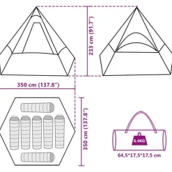 vidaXL Actividades Al Aire Libre-Tienda de campaña tipi para 7 personas impermeable naranja