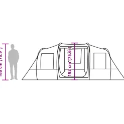 vidaXL Actividades Al Aire Libre-Tienda de campaña túnel para 4 personas impermeable