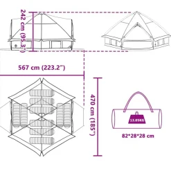 vidaXL Tienda de campaña Teepee para 10 personas Gris y naranja Clearance