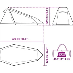 vidaXL Tienda de campaña túnel para 1 persona impermeable Azul Online