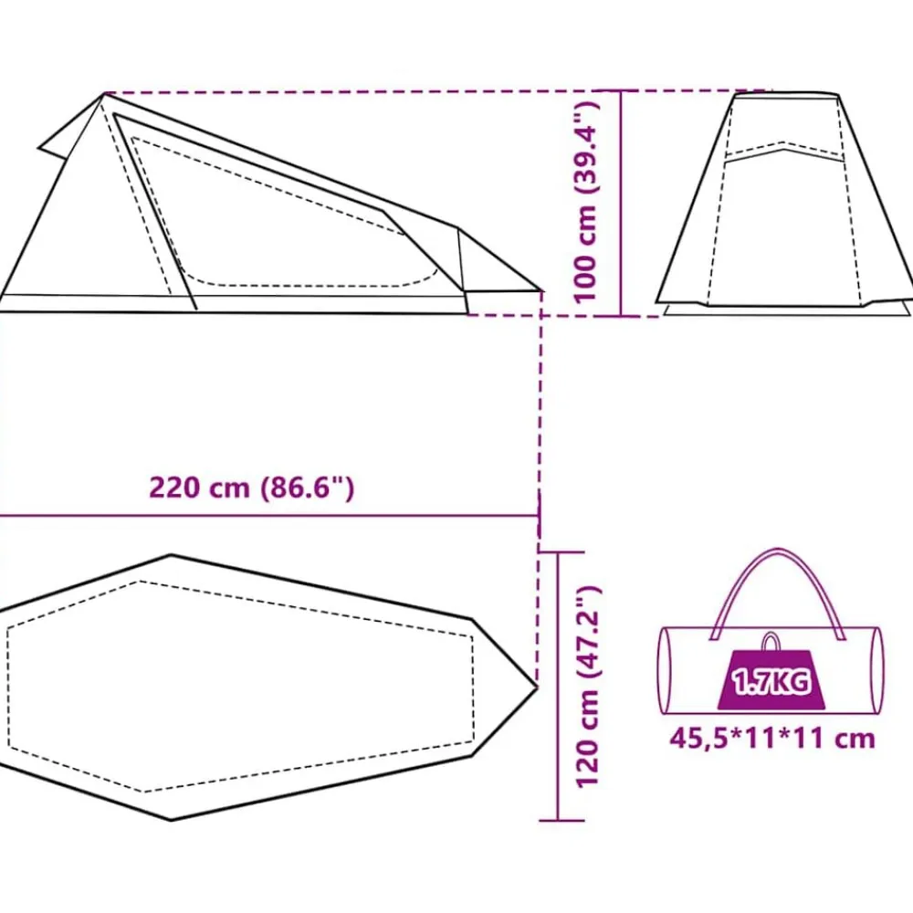 vidaXL Tienda de campaña túnel para 1 persona impermeable Azul Online