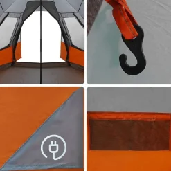 vidaXL Tienda de campaña tipo teepee para 5 personas Gris y naranja Outlet