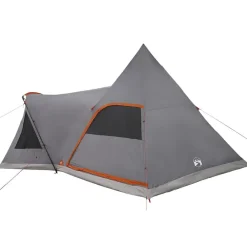 vidaXL Tienda de campaña tipo teepee para 5 personas Gris y naranja Outlet