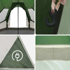 vidaXL Tienda de campaña tipo teepee para 8 personas con techo Verde Outlet