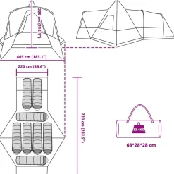 vidaXL Tienda de campaña tipo teepee para 8 personas con techo Verde Outlet