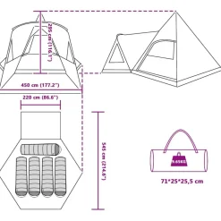 vidaXL Tienda de campaña tipo teepee para 5 personas con techo Verde Sale