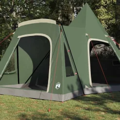 vidaXL Tienda de campaña tipo teepee para 5 personas con techo Verde Sale