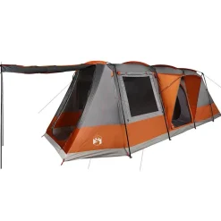 vidaXL Tienda de camping con túnel 4 personas impermeable gris naranja Gris y naranja Clearance