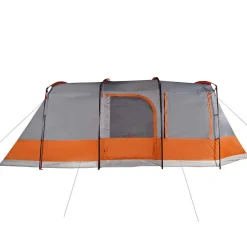 vidaXL Tienda de camping con túnel 4 personas impermeable gris naranja Gris y naranja Clearance