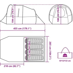 vidaXL Tienda de camping con túnel 4 personas impermeable gris naranja Gris y naranja Best