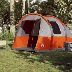 vidaXL Tienda de camping con túnel 4 personas impermeable gris naranja Gris y naranja Best